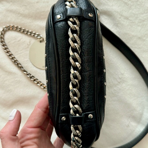 VERSACE (100% Authentic)- Vintage Black Leather Handbag - Picture 7 of 16